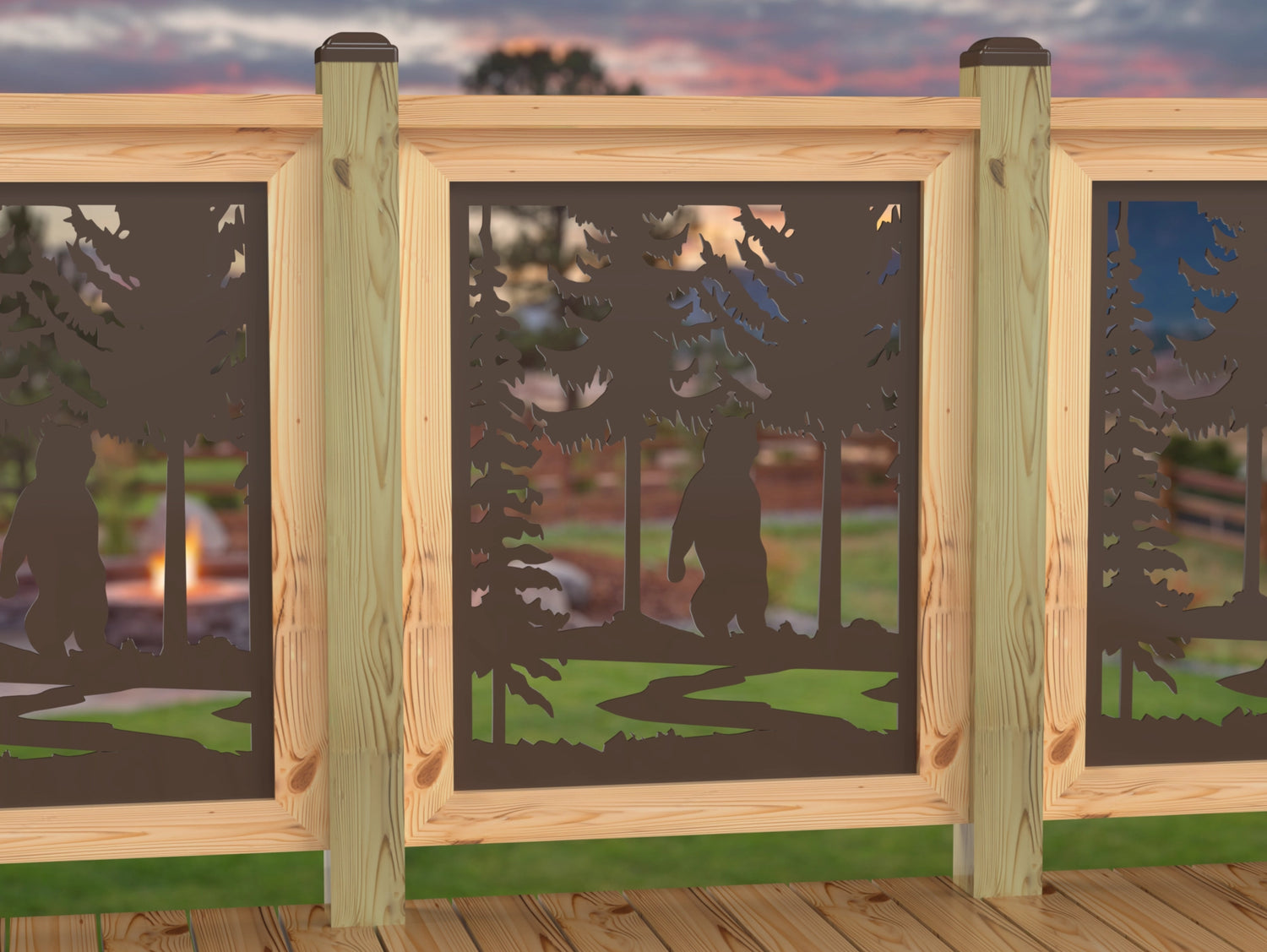 24"x30" - Bear Landscape Fence/Gate Panel Insert - Variation 3 - Madison Iron and Wood