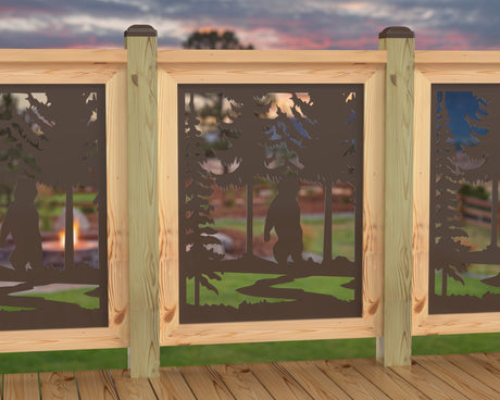 24"x30" - Bear Landscape Fence/Gate Panel Insert - Variation 3 - Madison Iron and Wood