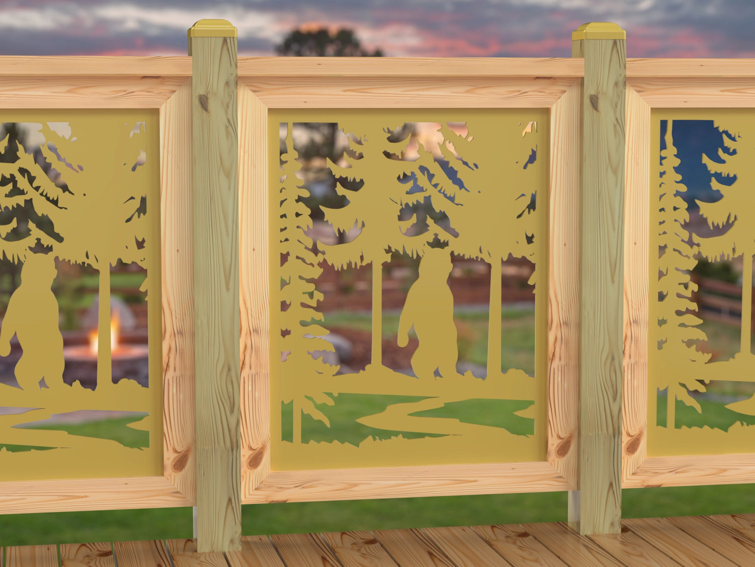 24"x30" - Bear Landscape Fence/Gate Panel Insert - Variation 3 - Madison Iron and Wood