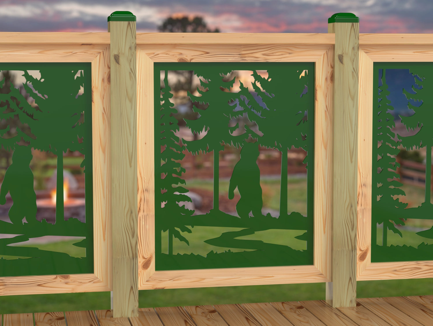 24"x30" - Bear Landscape Fence/Gate Panel Insert - Variation 3 - Madison Iron and Wood