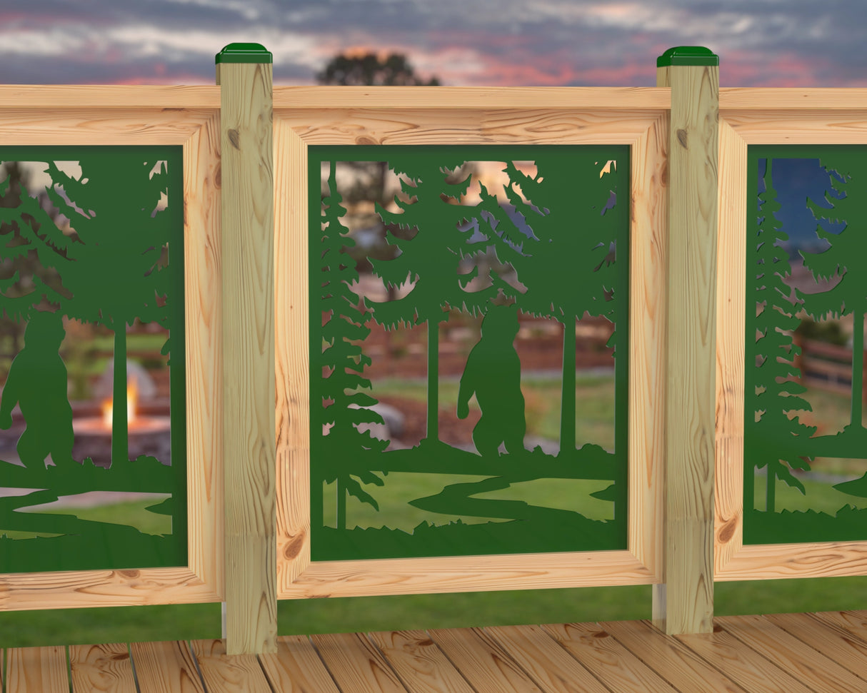 24"x30" - Bear Landscape Fence/Gate Panel Insert - Variation 3 - Madison Iron and Wood