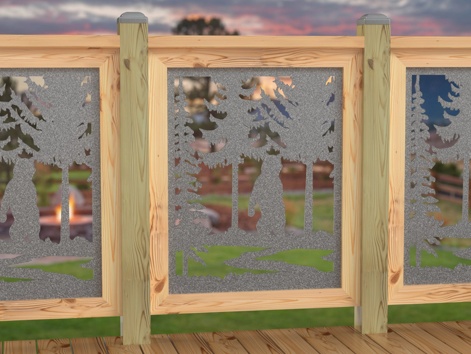 24"x30" - Bear Landscape Fence/Gate Panel Insert - Variation 3 - Madison Iron and Wood