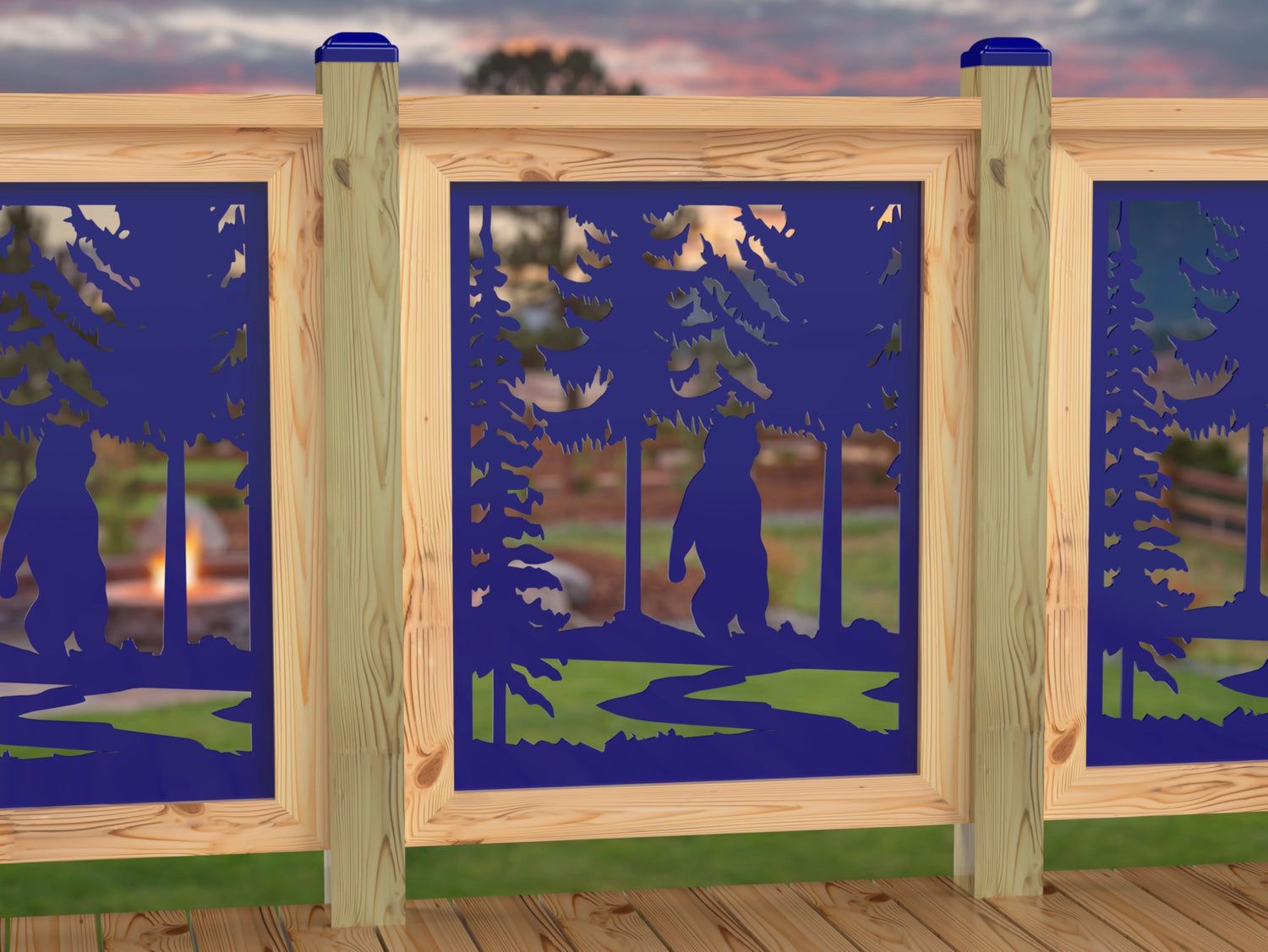 24"x30" - Bear Landscape Fence/Gate Panel Insert - Variation 3 - Madison Iron and Wood