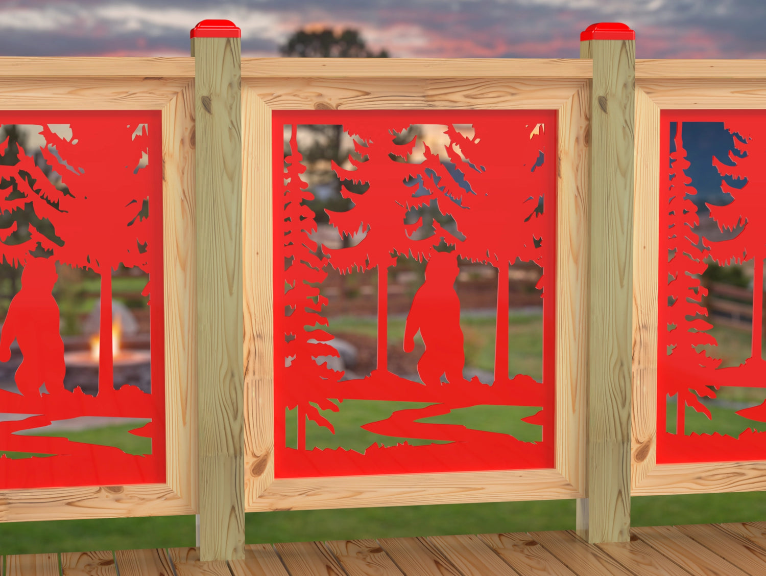 24"x30" - Bear Landscape Fence/Gate Panel Insert - Variation 3 - Madison Iron and Wood