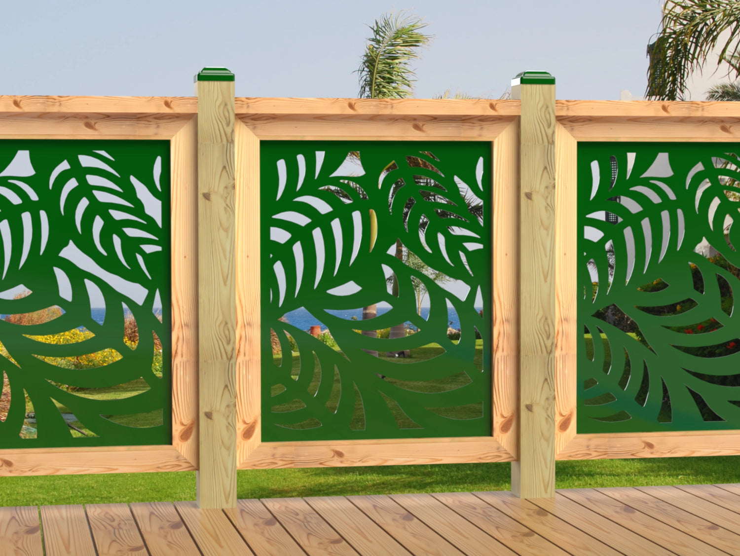 24"x30" - Budding Palm Leaf Pattern Fence/Gate Panel Insert - Madison Iron and Wood