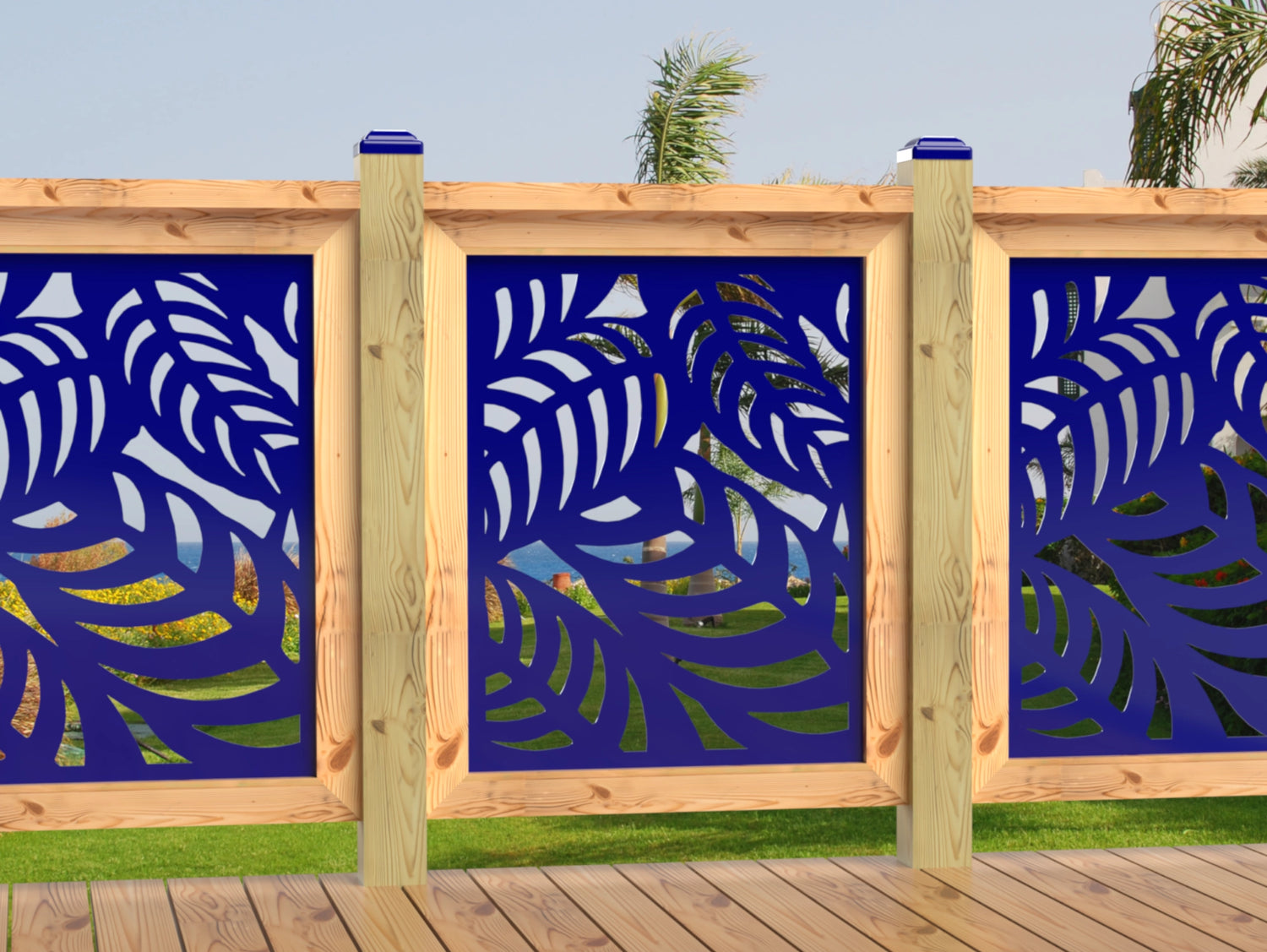 24"x30" - Budding Palm Leaf Pattern Fence/Gate Panel Insert - Madison Iron and Wood