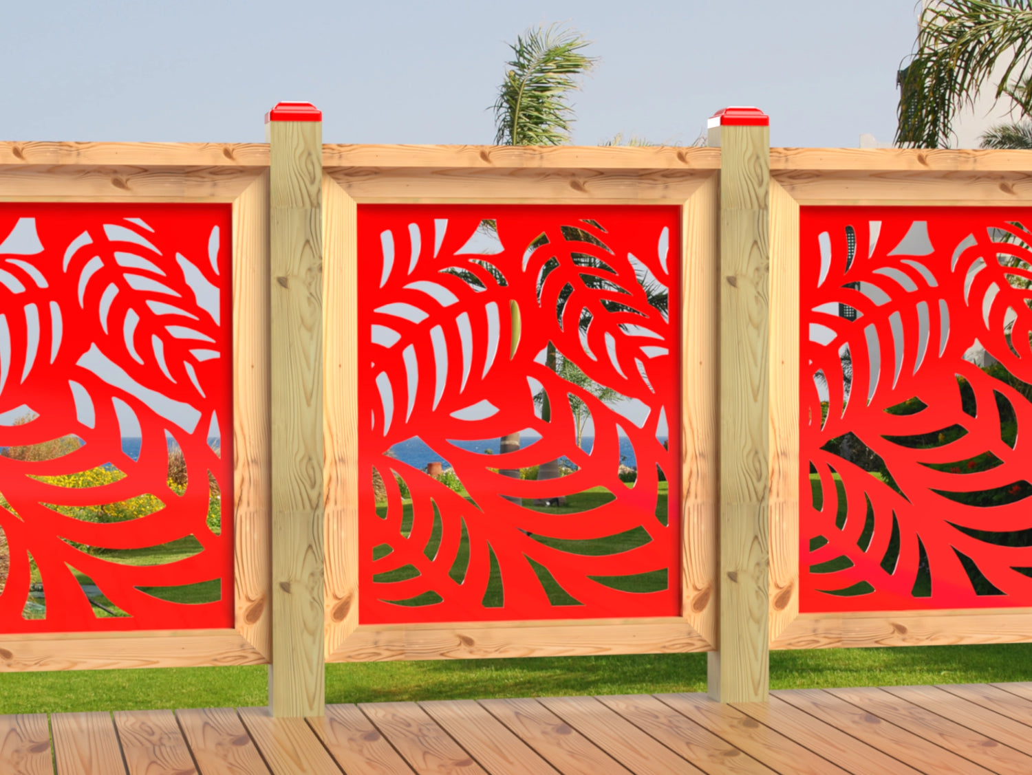 24"x30" - Budding Palm Leaf Pattern Fence/Gate Panel Insert - Madison Iron and Wood