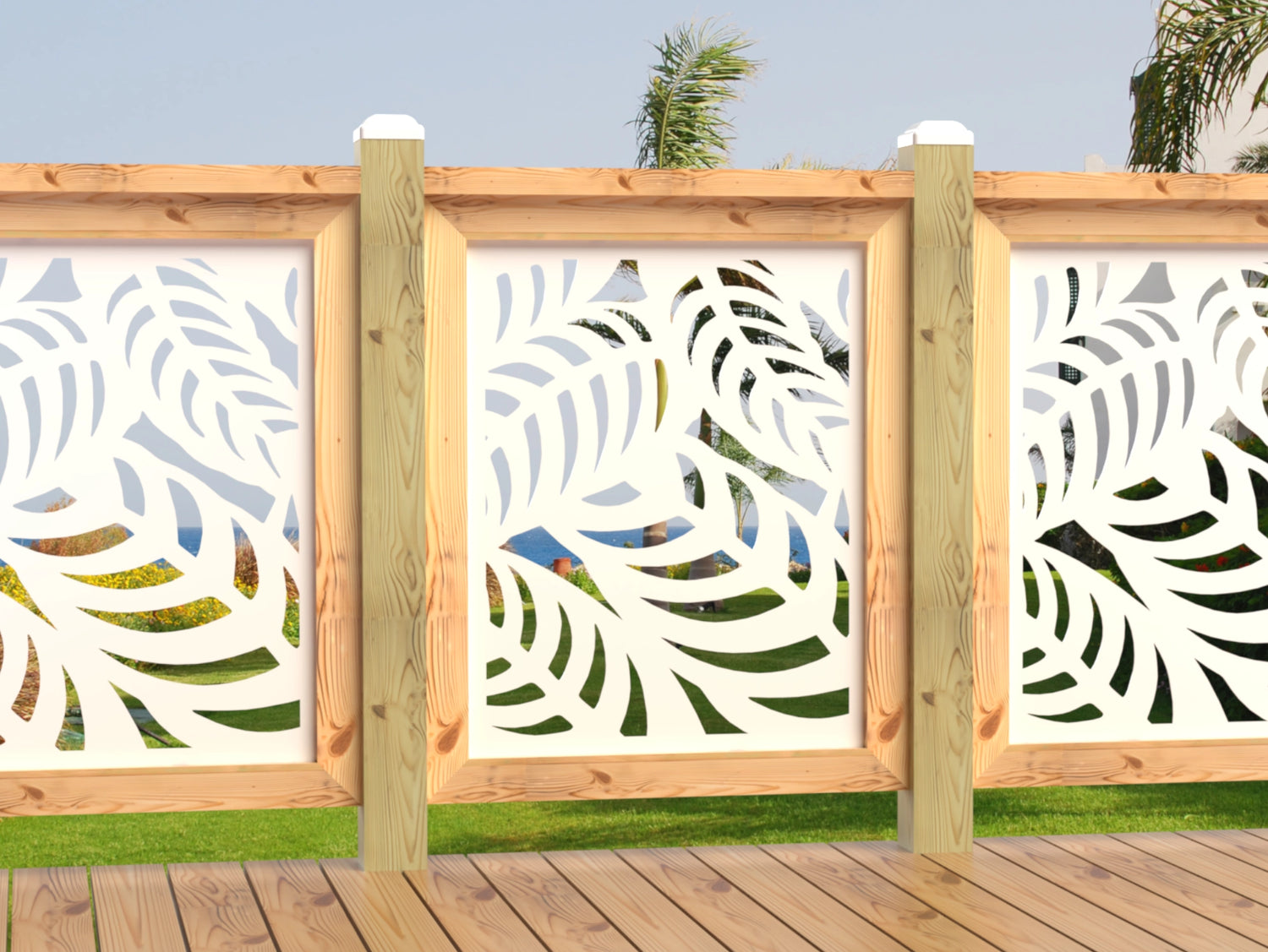 24"x30" - Budding Palm Leaf Pattern Fence/Gate Panel Insert - Madison Iron and Wood