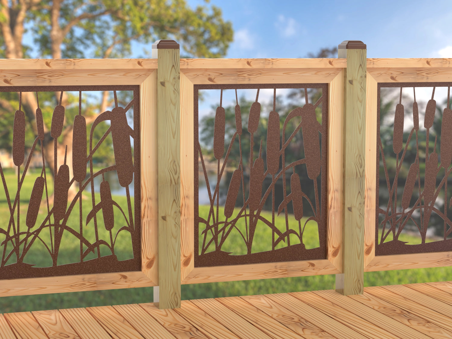 24"x30" - Cattails Fence/Gate Panel Insert - Madison Iron and Wood