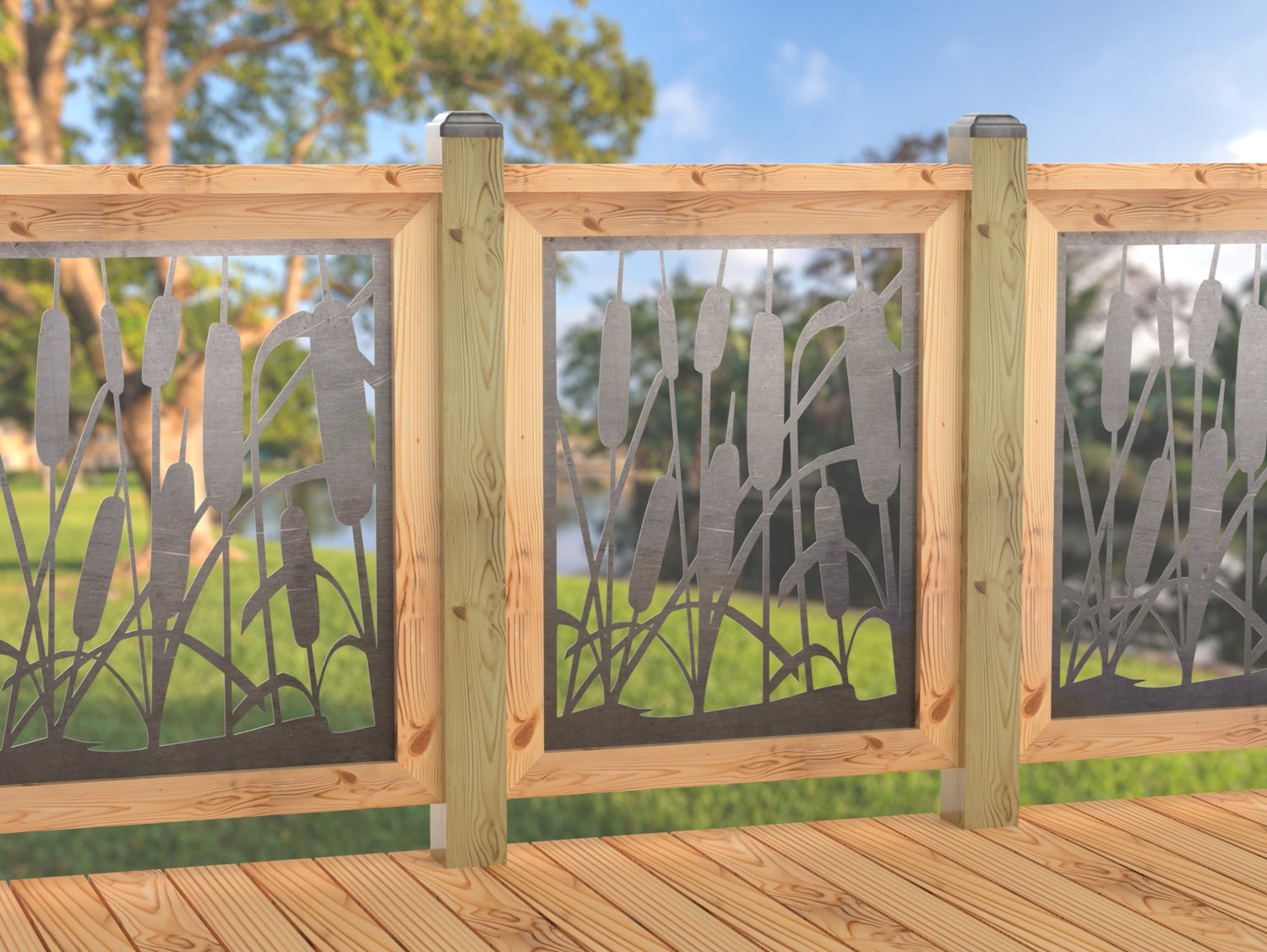 24"x30" - Cattails Fence/Gate Panel Insert - Madison Iron and Wood