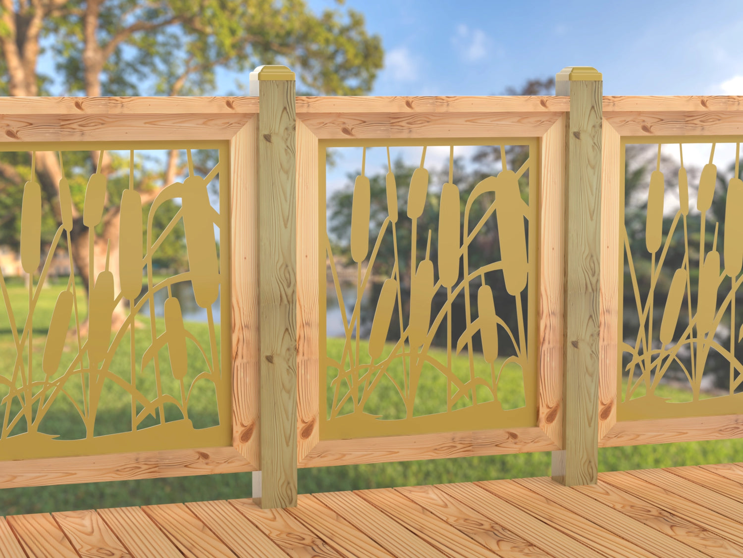 24"x30" - Cattails Fence/Gate Panel Insert - Madison Iron and Wood