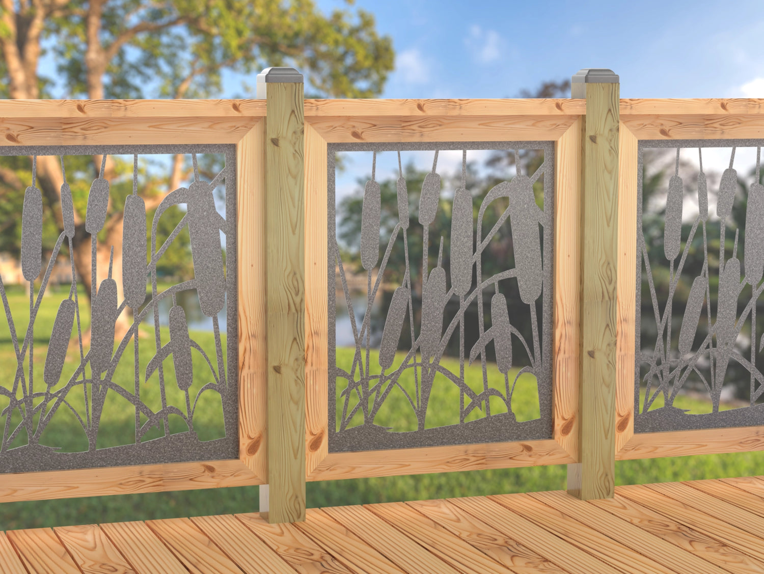 24"x30" - Cattails Fence/Gate Panel Insert - Madison Iron and Wood