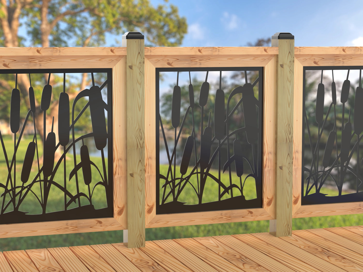 24"x30" - Cattails Fence/Gate Panel Insert - Madison Iron and Wood