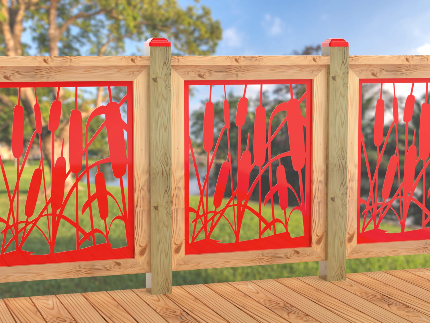 24"x30" - Cattails Fence/Gate Panel Insert - Madison Iron and Wood