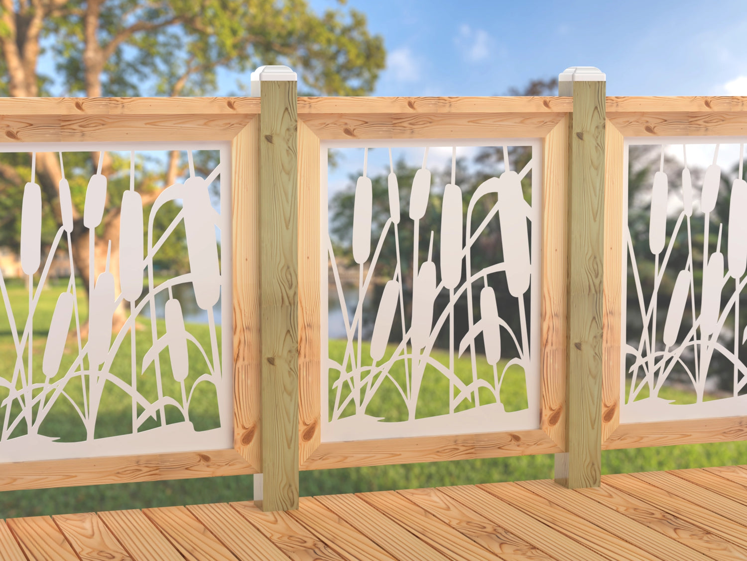 24"x30" - Cattails Fence/Gate Panel Insert - Madison Iron and Wood