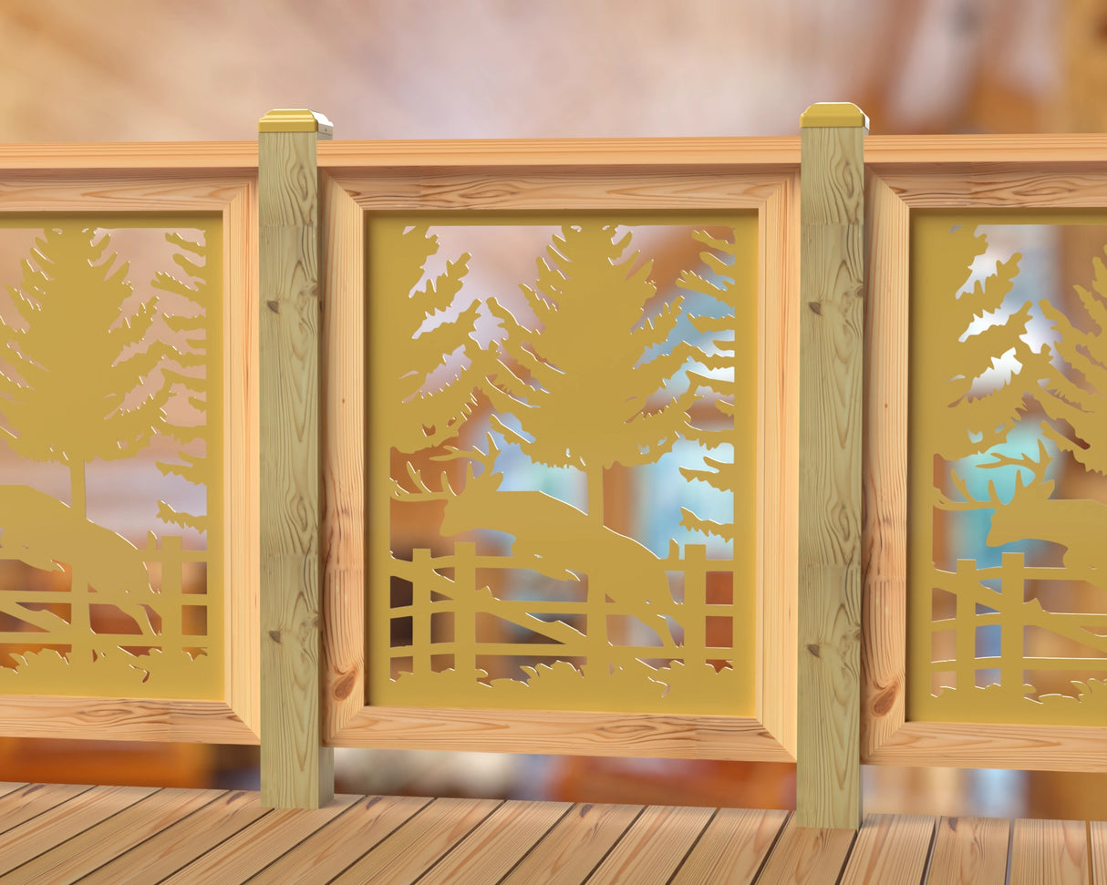 Deer Jumping Scene Railing Panel Insert