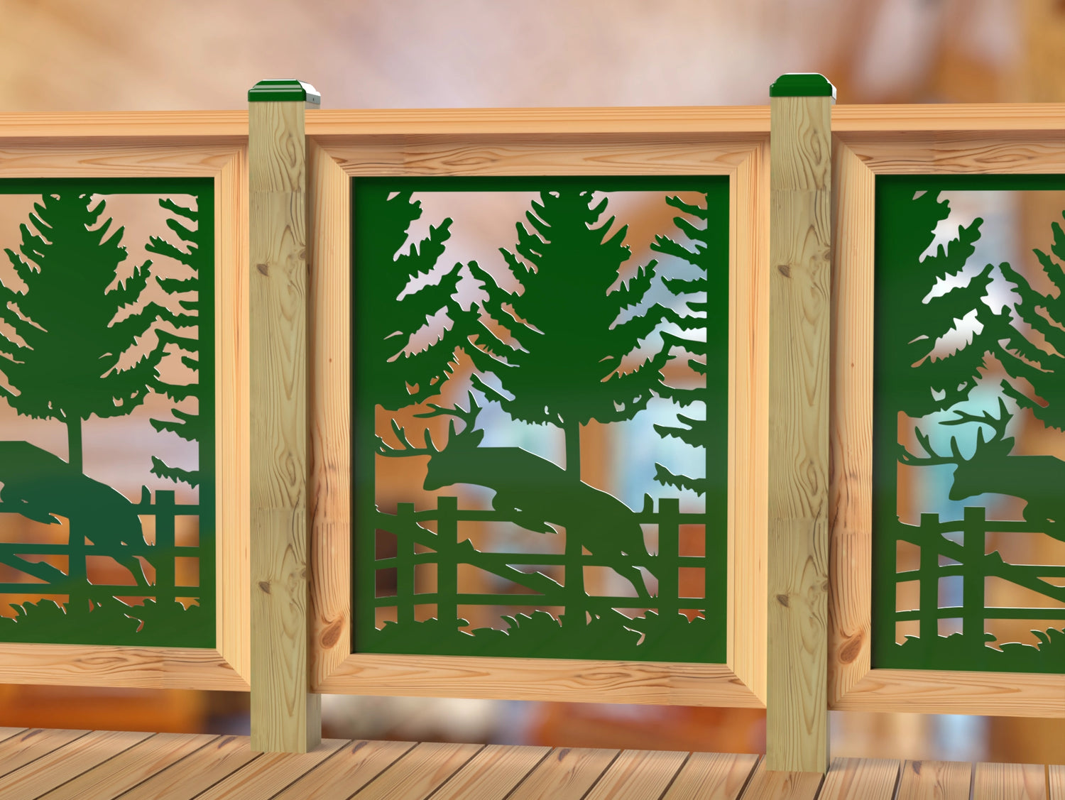 Deer Jumping Scene Railing Panel Insert