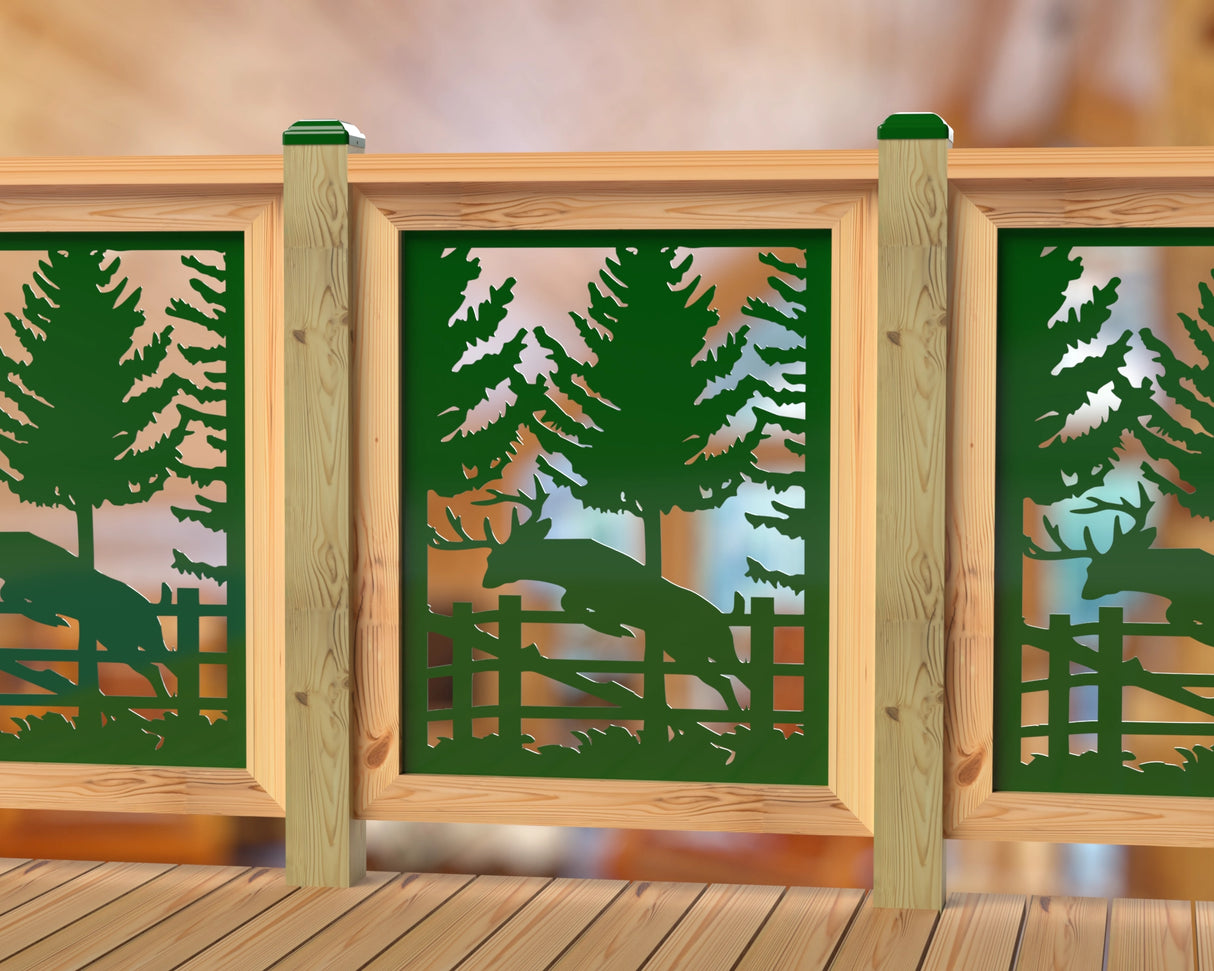 Deer Jumping Scene Railing Panel Insert