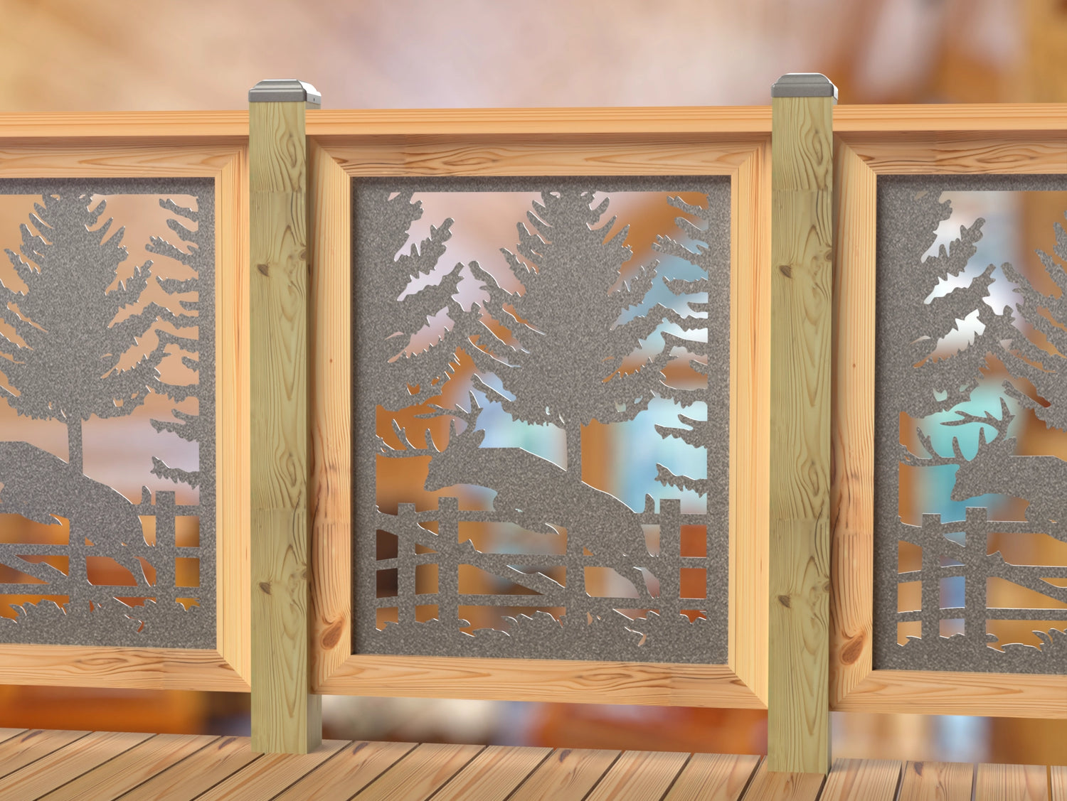 Deer Jumping Scene Railing Panel Insert