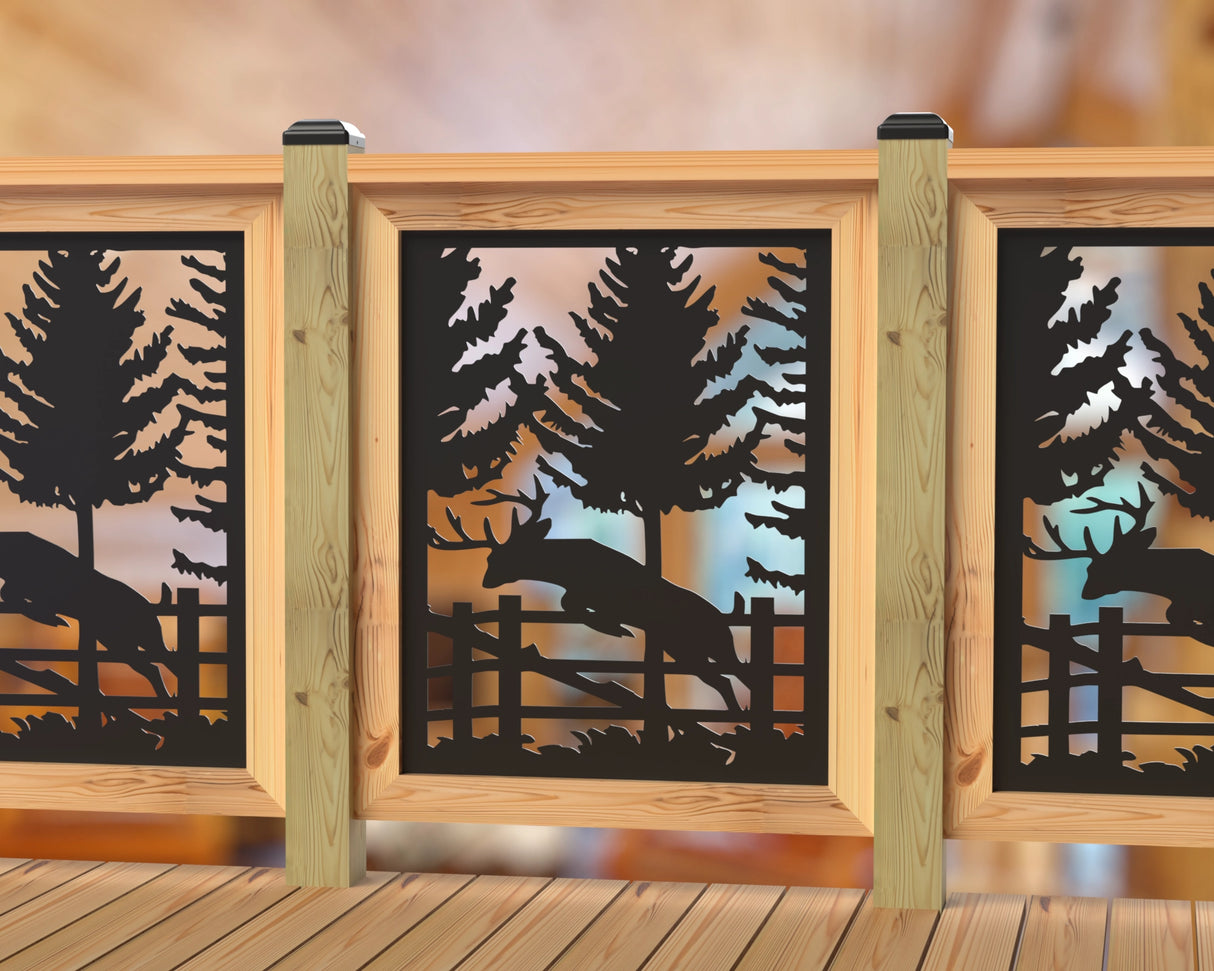 Deer Jumping Scene Railing Panel Insert