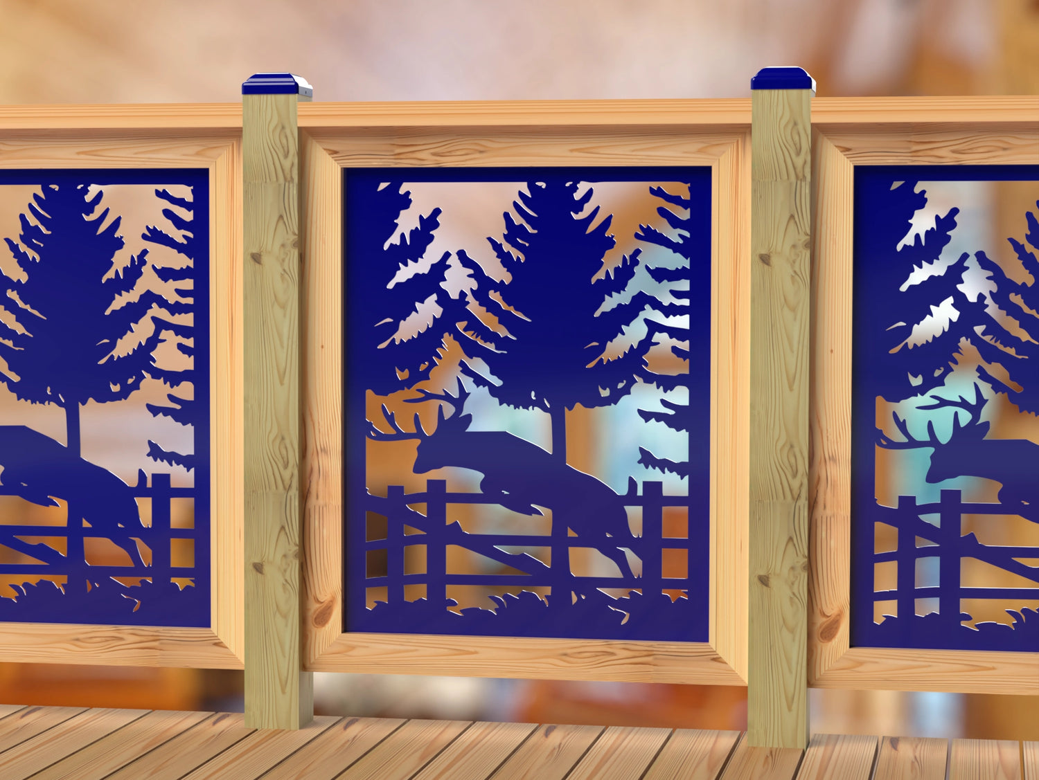 Deer Jumping Scene Railing Panel Insert