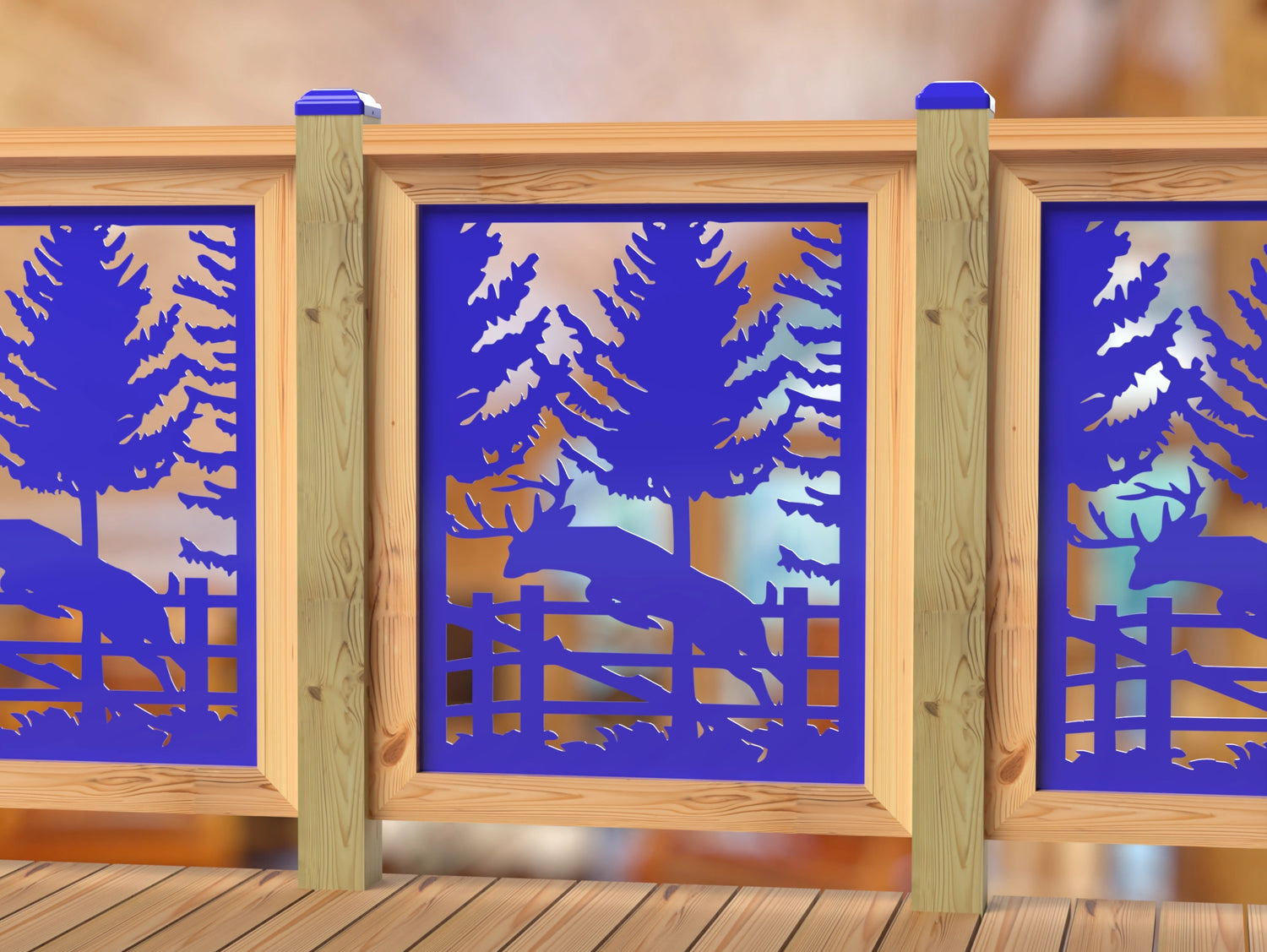 Deer Jumping Scene Railing Panel Insert
