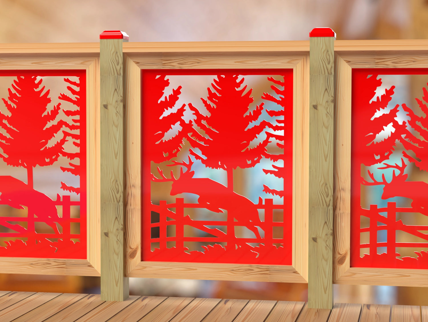 Deer Jumping Scene Railing Panel Insert
