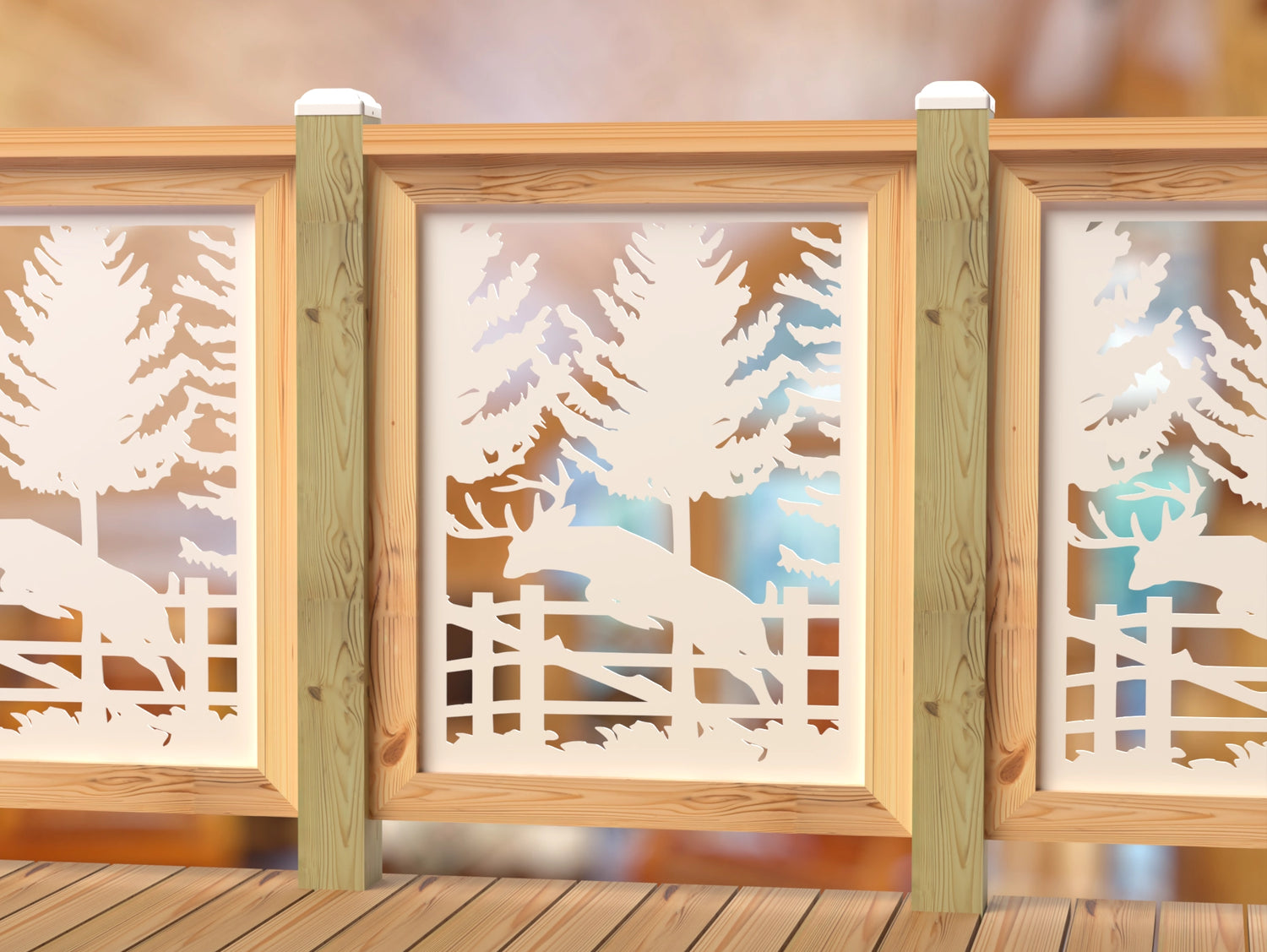Deer Jumping Scene Railing Panel Insert