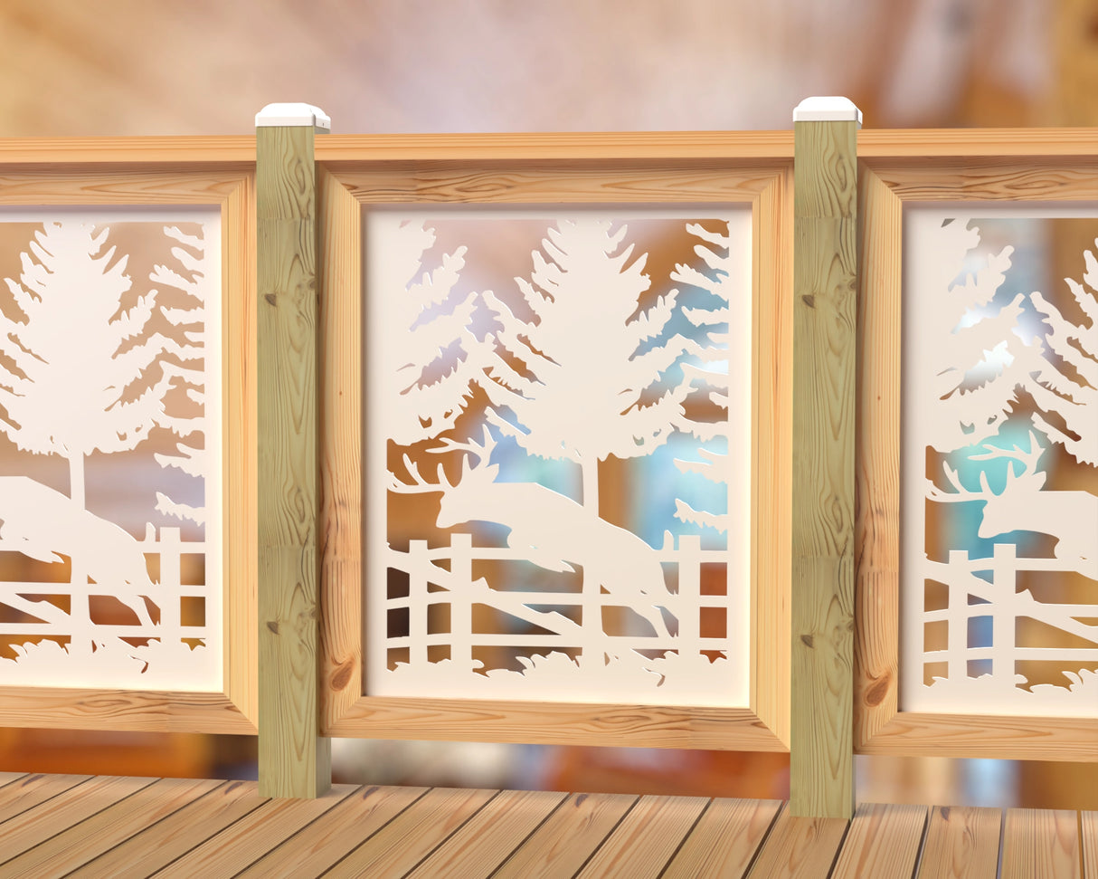 Deer Jumping Scene Railing Panel Insert