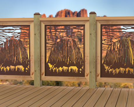 24"x30" - Devils Tower National Monument Fence/Gate Panel Insert - Madison Iron and Wood