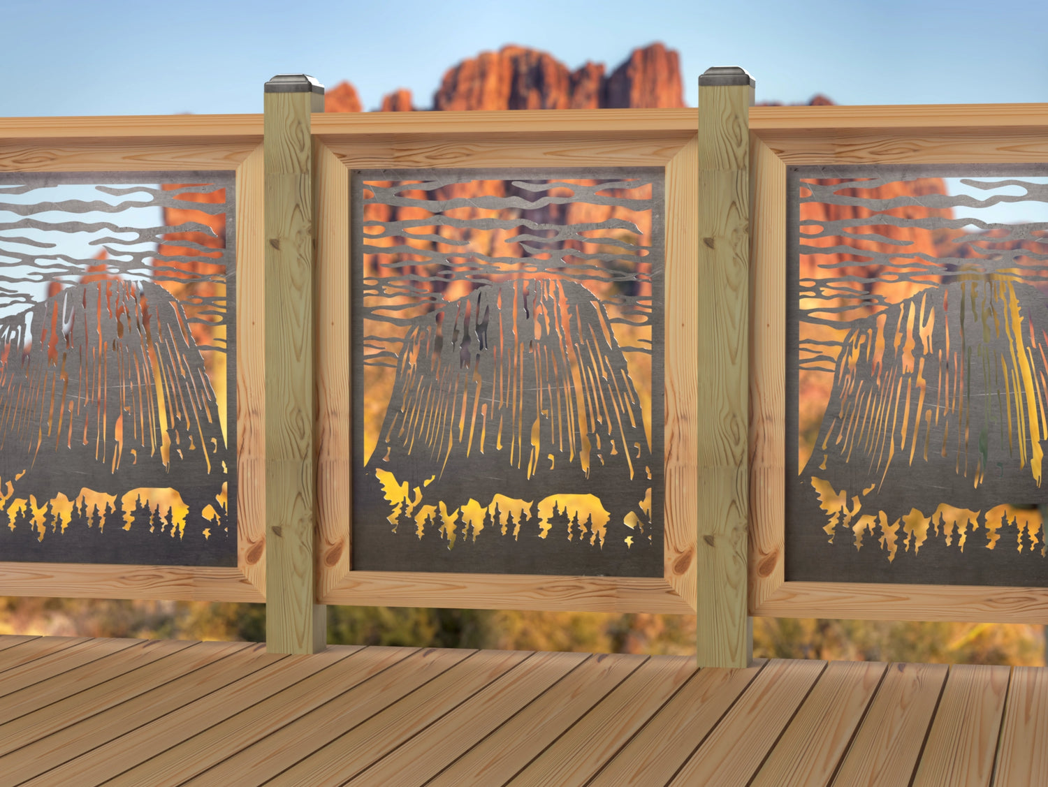 24"x30" - Devils Tower National Monument Fence/Gate Panel Insert - Madison Iron and Wood