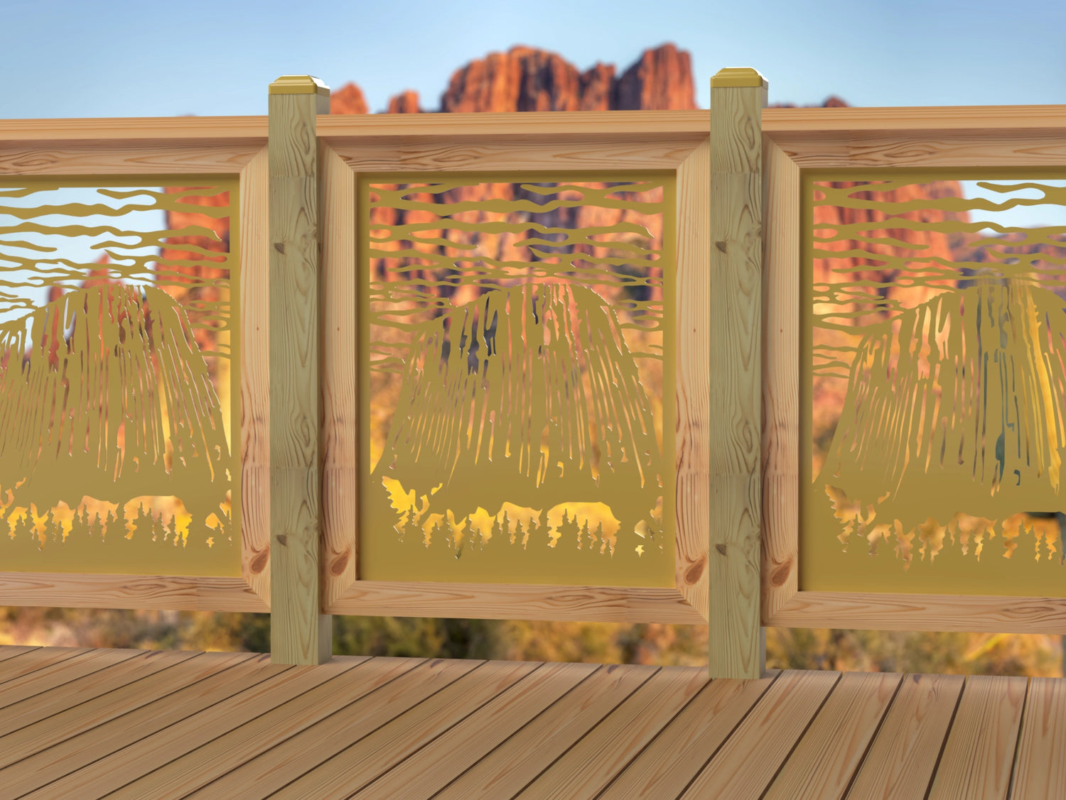 24"x30" - Devils Tower National Monument Fence/Gate Panel Insert - Madison Iron and Wood