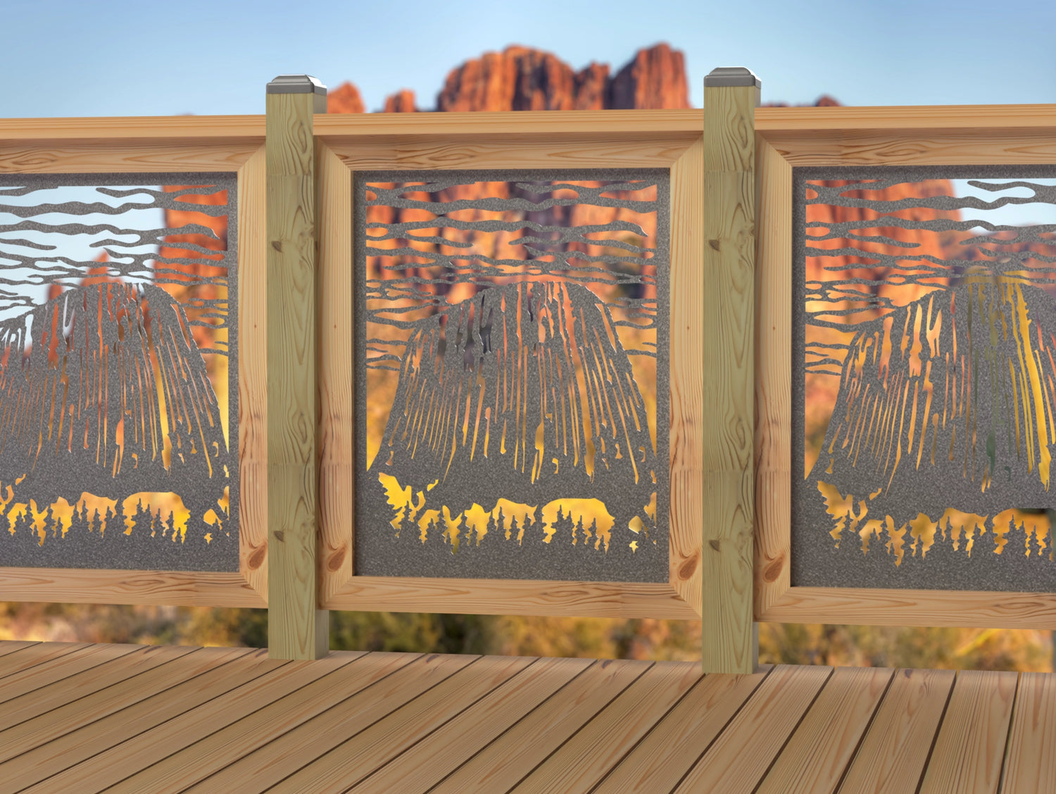 24"x30" - Devils Tower National Monument Fence/Gate Panel Insert - Madison Iron and Wood