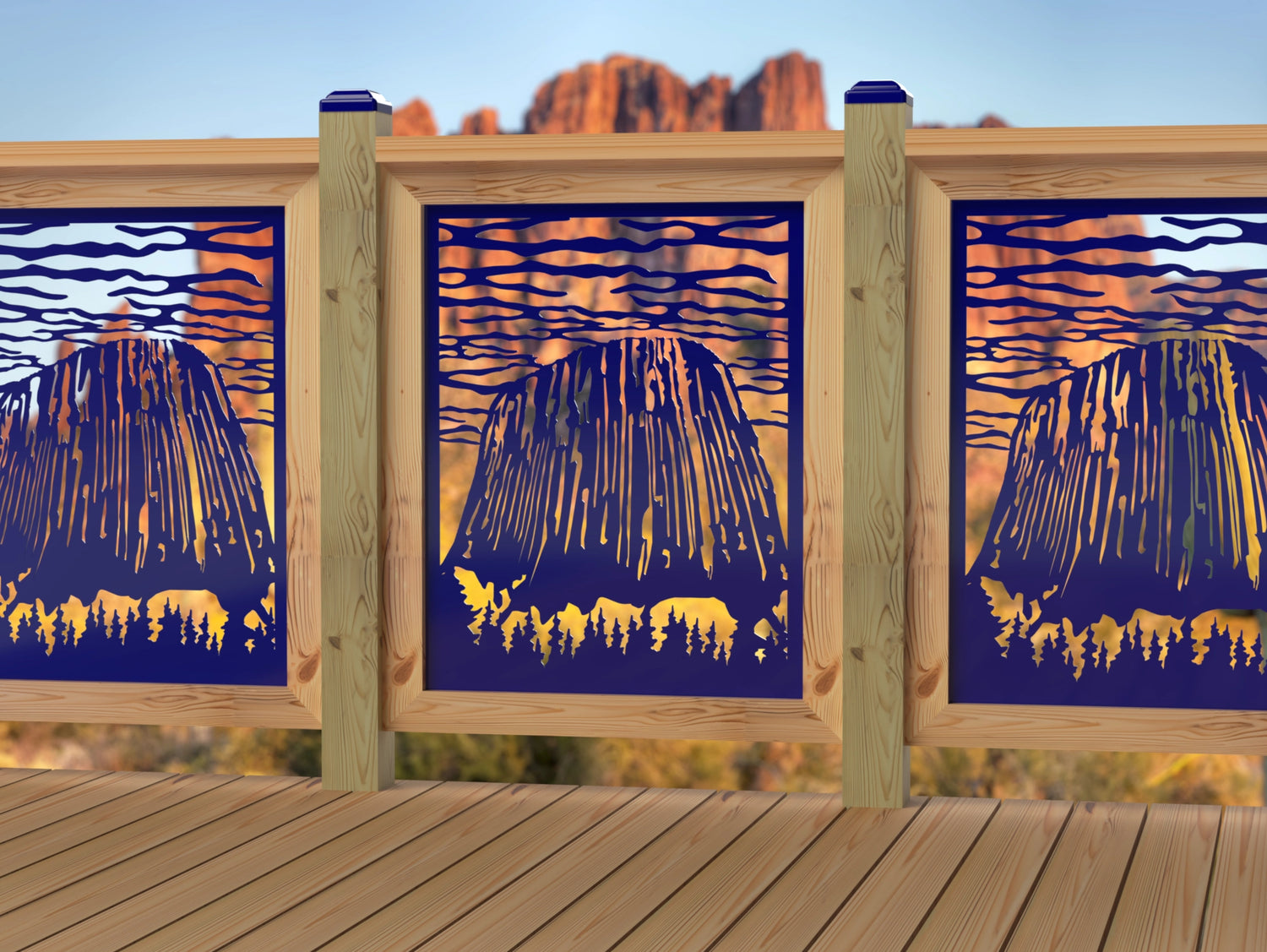 24"x30" - Devils Tower National Monument Fence/Gate Panel Insert - Madison Iron and Wood