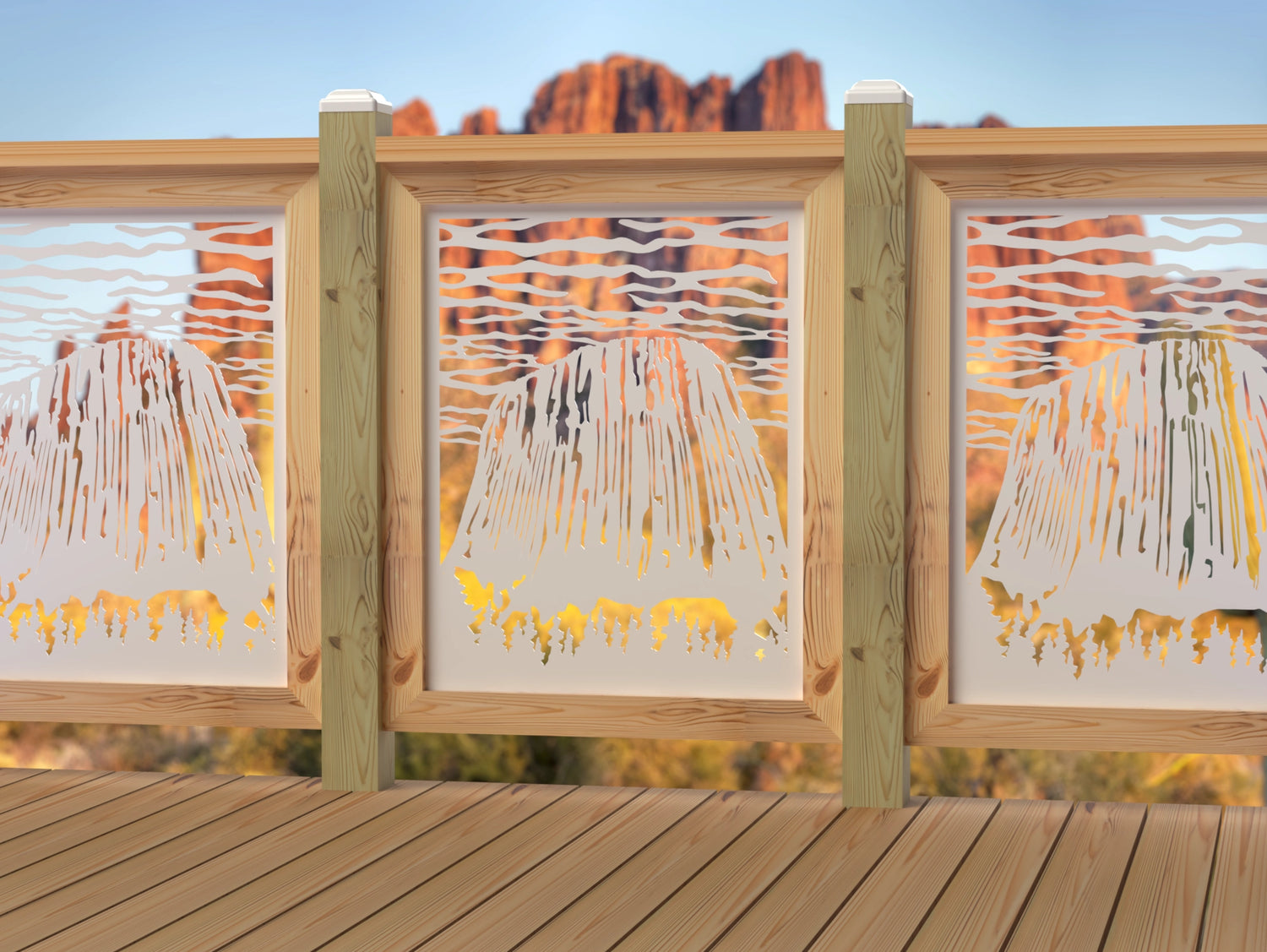 24"x30" - Devils Tower National Monument Fence/Gate Panel Insert - Madison Iron and Wood