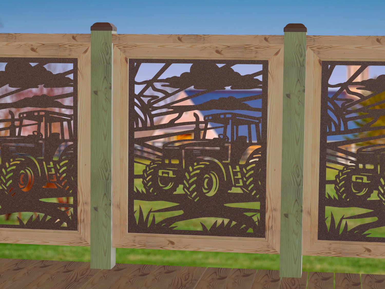 Farm Scene Railing Panel Insert - Madison Iron and Wood