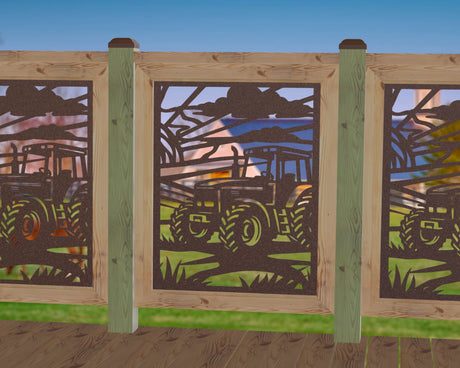 Farm Scene Railing Panel Insert - Madison Iron and Wood