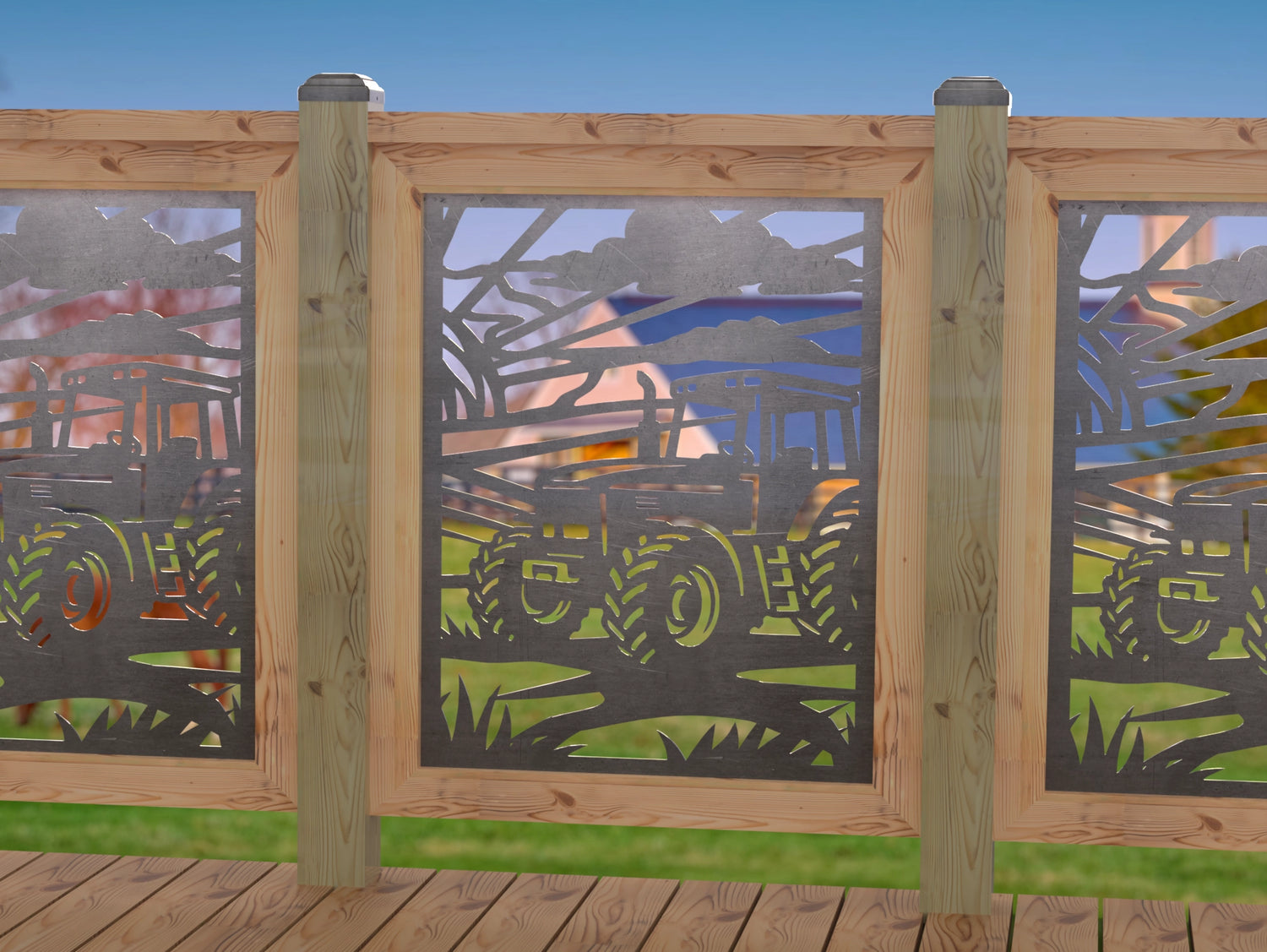 Farm Scene Railing Panel Insert - Madison Iron and Wood