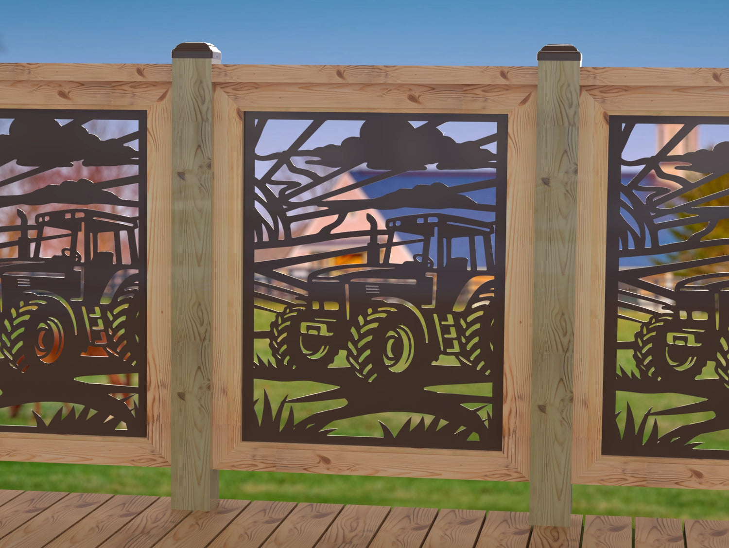 Farm Scene Railing Panel Insert - Madison Iron and Wood
