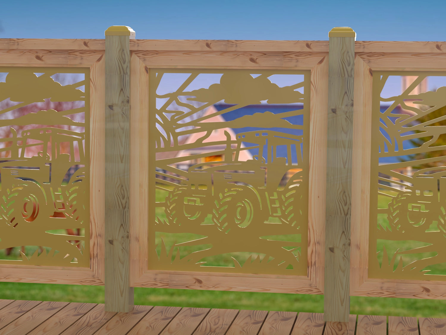 Farm Scene Railing Panel Insert - Madison Iron and Wood