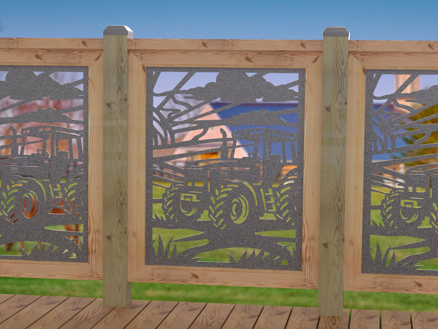 Farm Scene Railing Panel Insert - Madison Iron and Wood