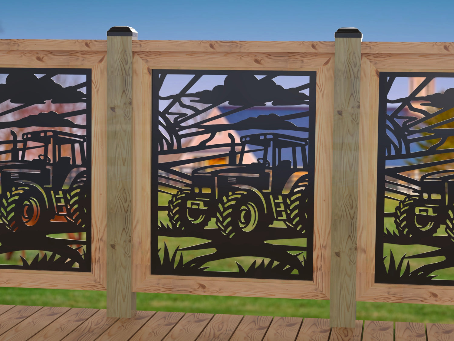 Farm Scene Railing Panel Insert - Madison Iron and Wood