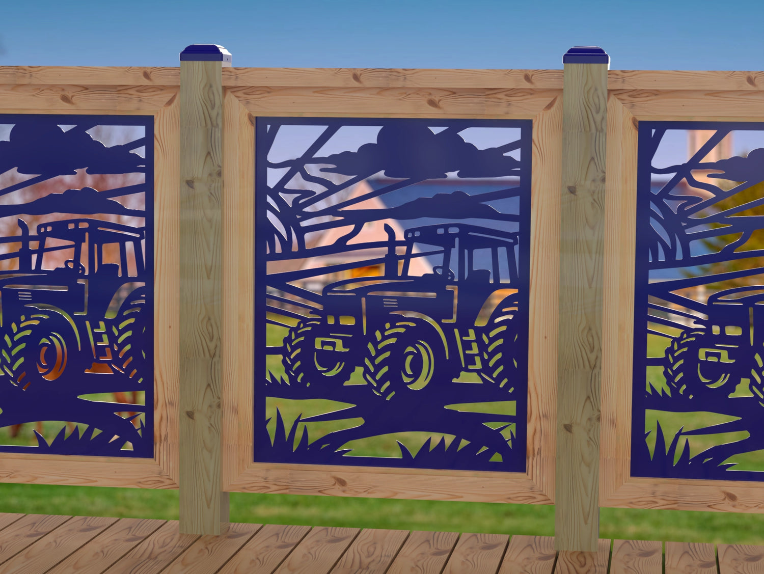 Farm Scene Railing Panel Insert - Madison Iron and Wood