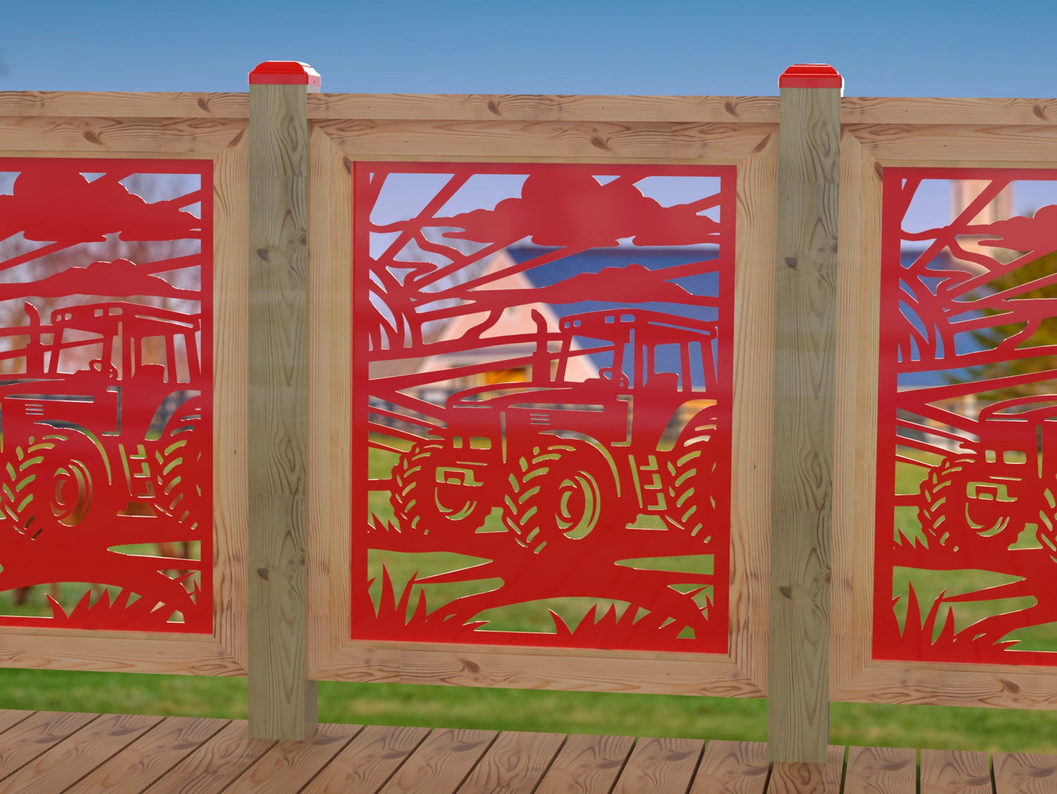 Farm Scene Railing Panel Insert - Madison Iron and Wood