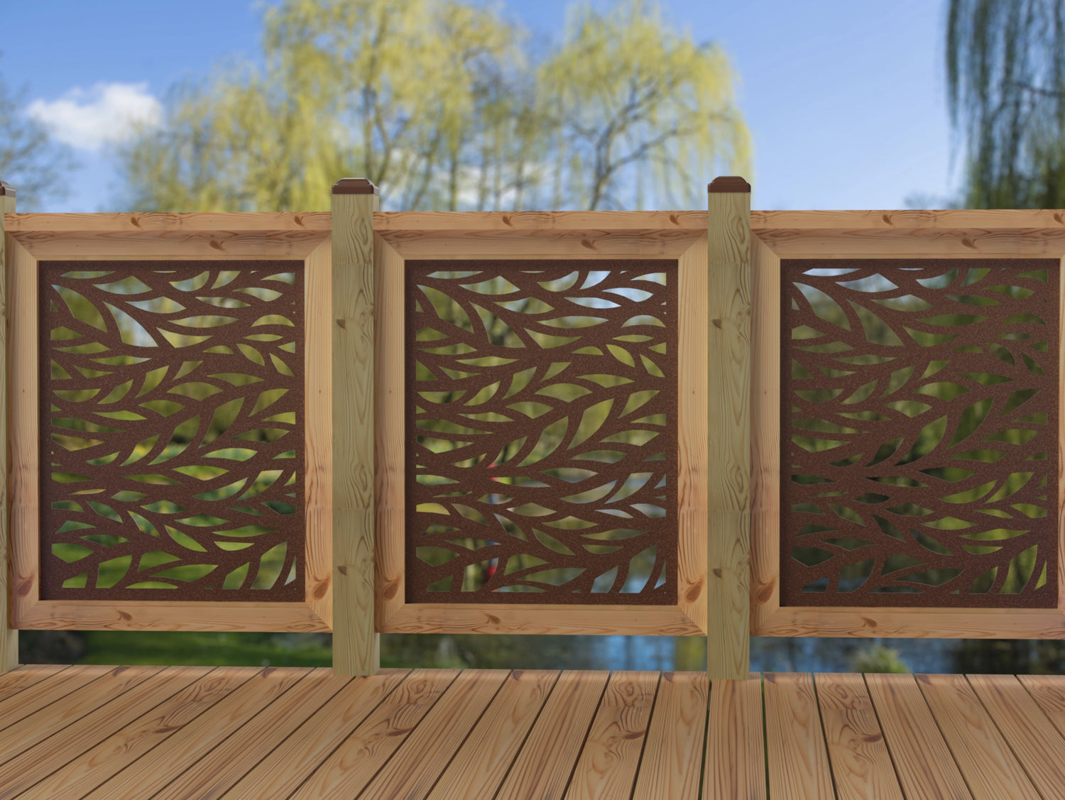 24"x30" - Willow Leaves Fence/Gate Panel Insert - Madison Iron and Wood