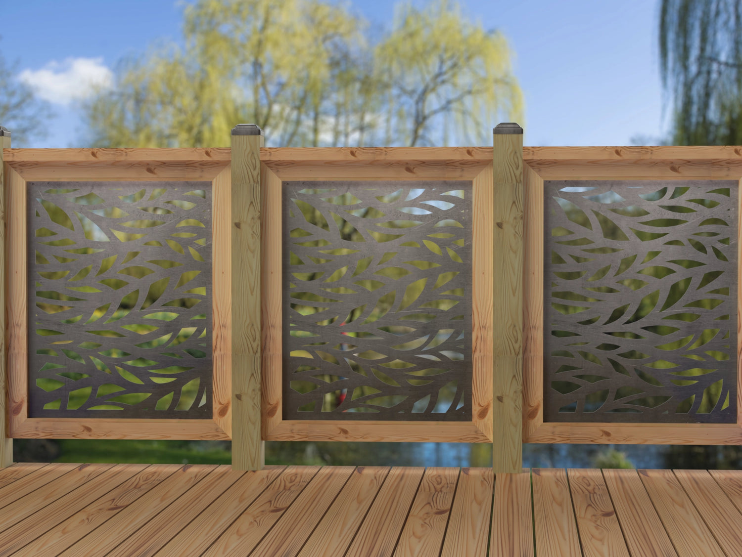 24"x30" - Willow Leaves Fence/Gate Panel Insert - Madison Iron and Wood