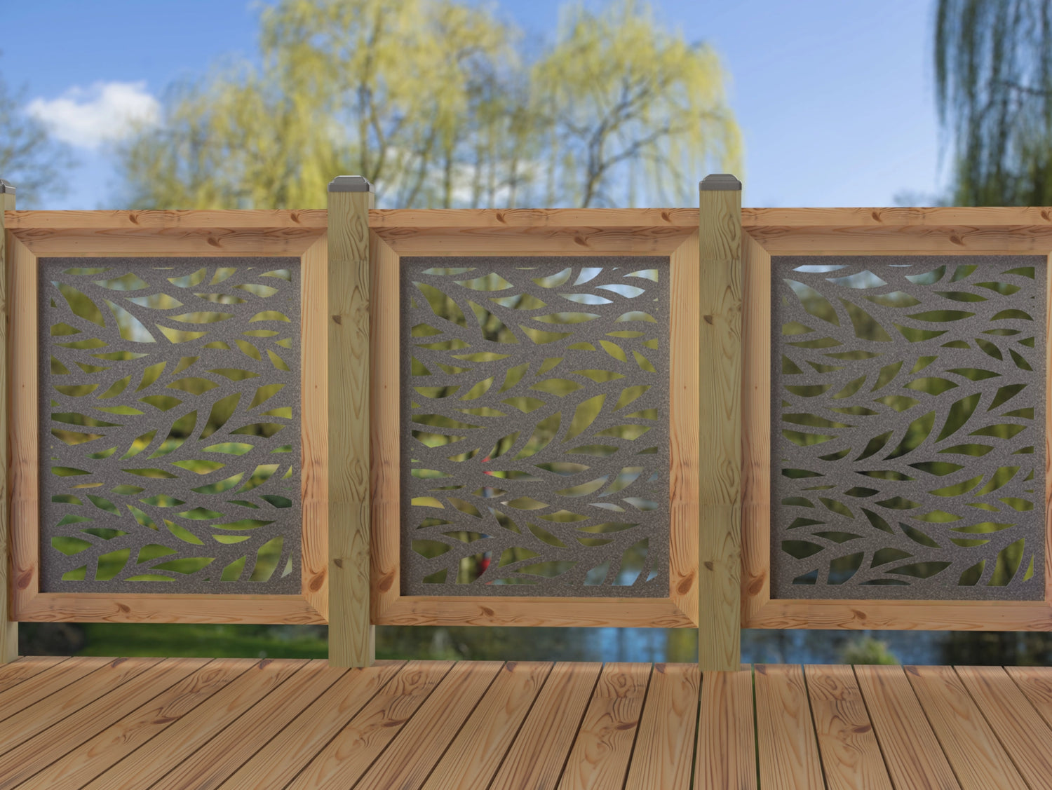 24"x30" - Willow Leaves Fence/Gate Panel Insert - Madison Iron and Wood