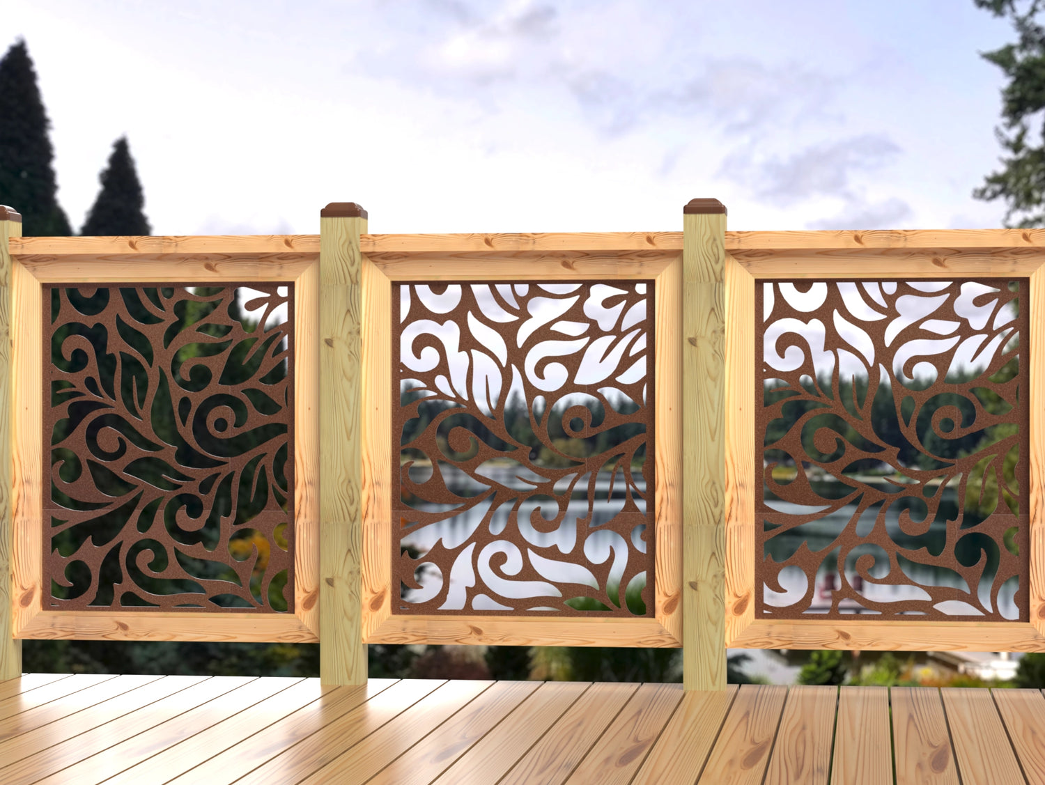 24"x30" - Flowing Leaves Fence/Gate Panel Insert - Madison Iron and Wood