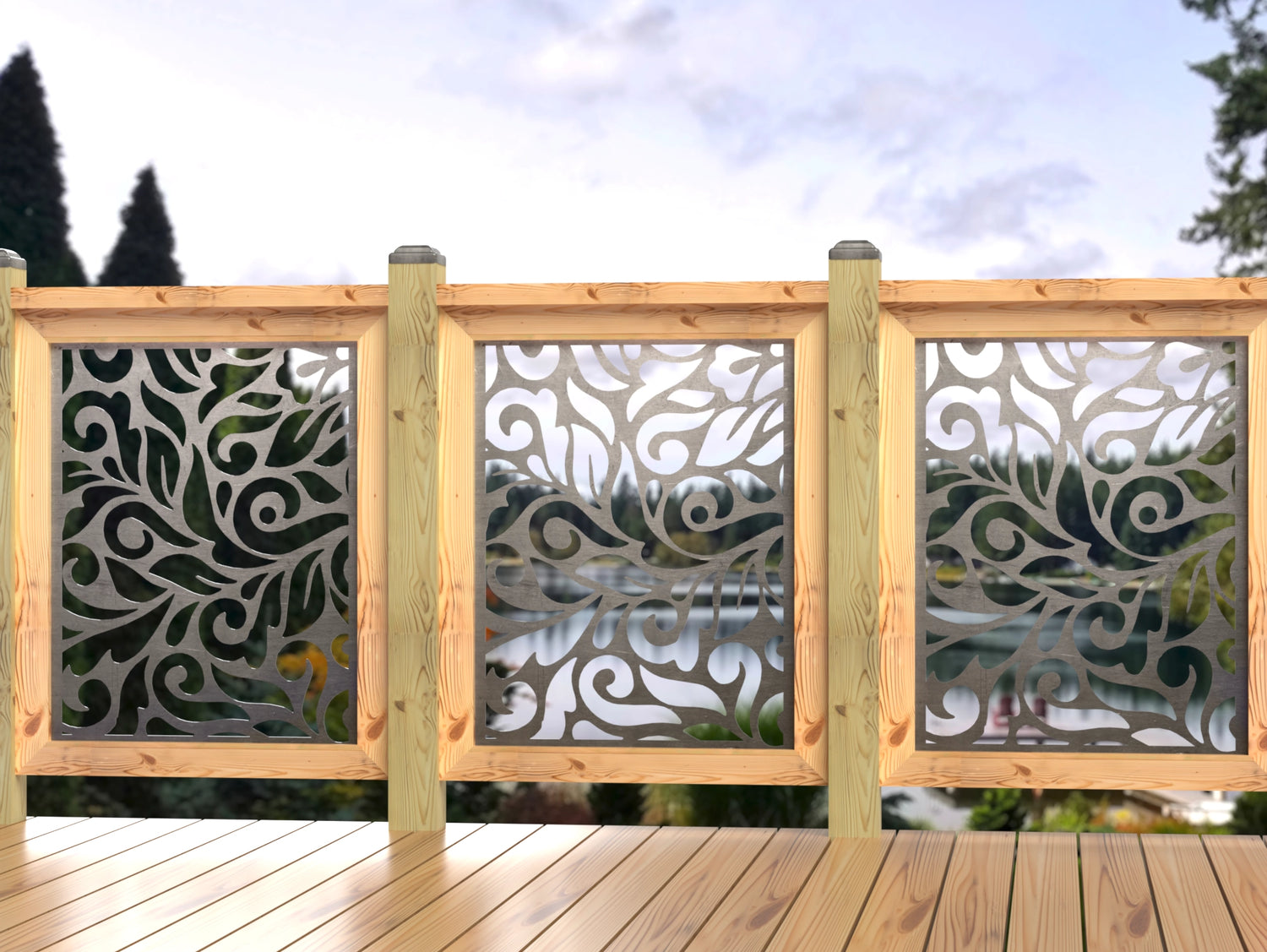 24"x30" - Flowing Leaves Fence/Gate Panel Insert - Madison Iron and Wood