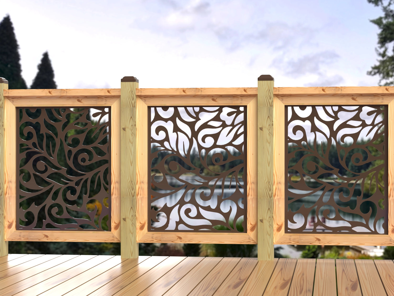 24"x30" - Flowing Leaves Fence/Gate Panel Insert - Madison Iron and Wood